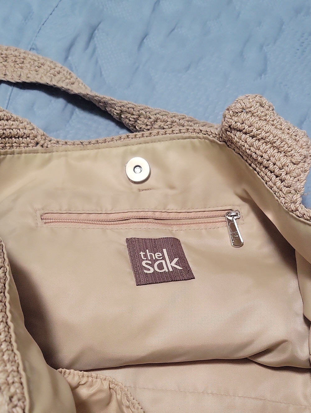 The Sak Neutral Crochet Tote in Beige